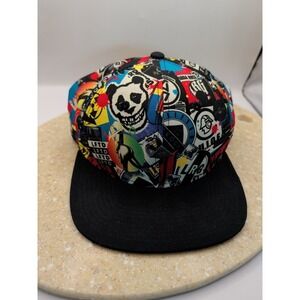 LRG True Heads Snapback Hat Multicolor Panda Rock Print Adjustable